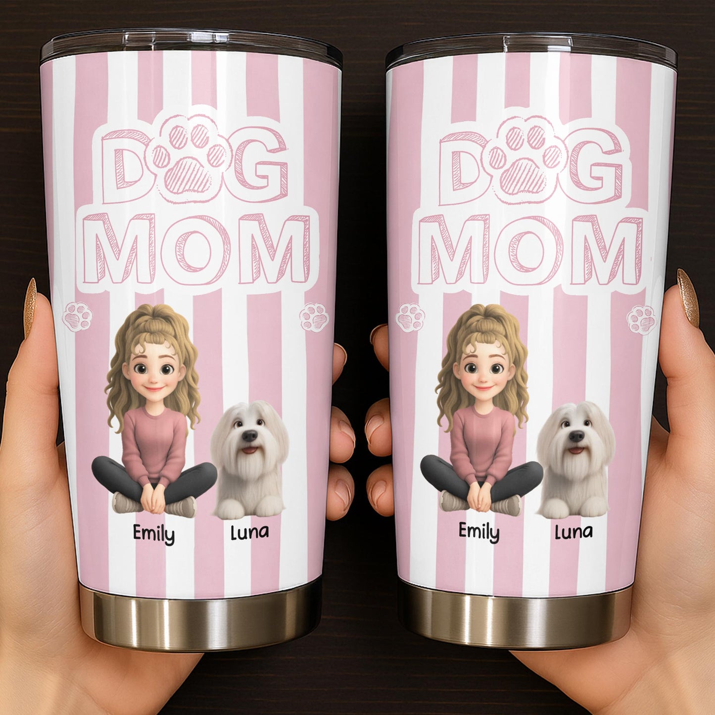 Dog Mom With Cute Stripes And Paw Design