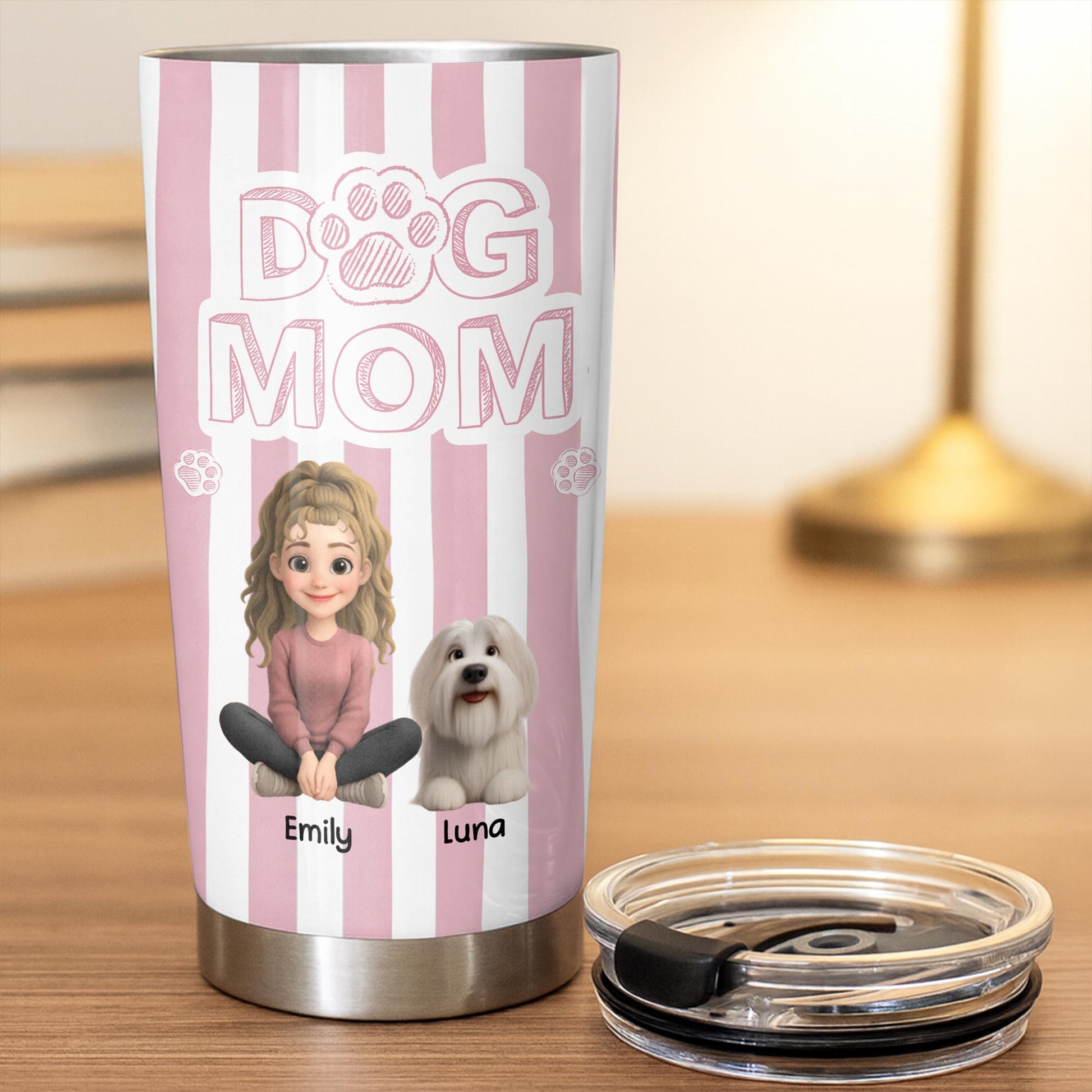 Dog Mom With Cute Stripes And Paw Design