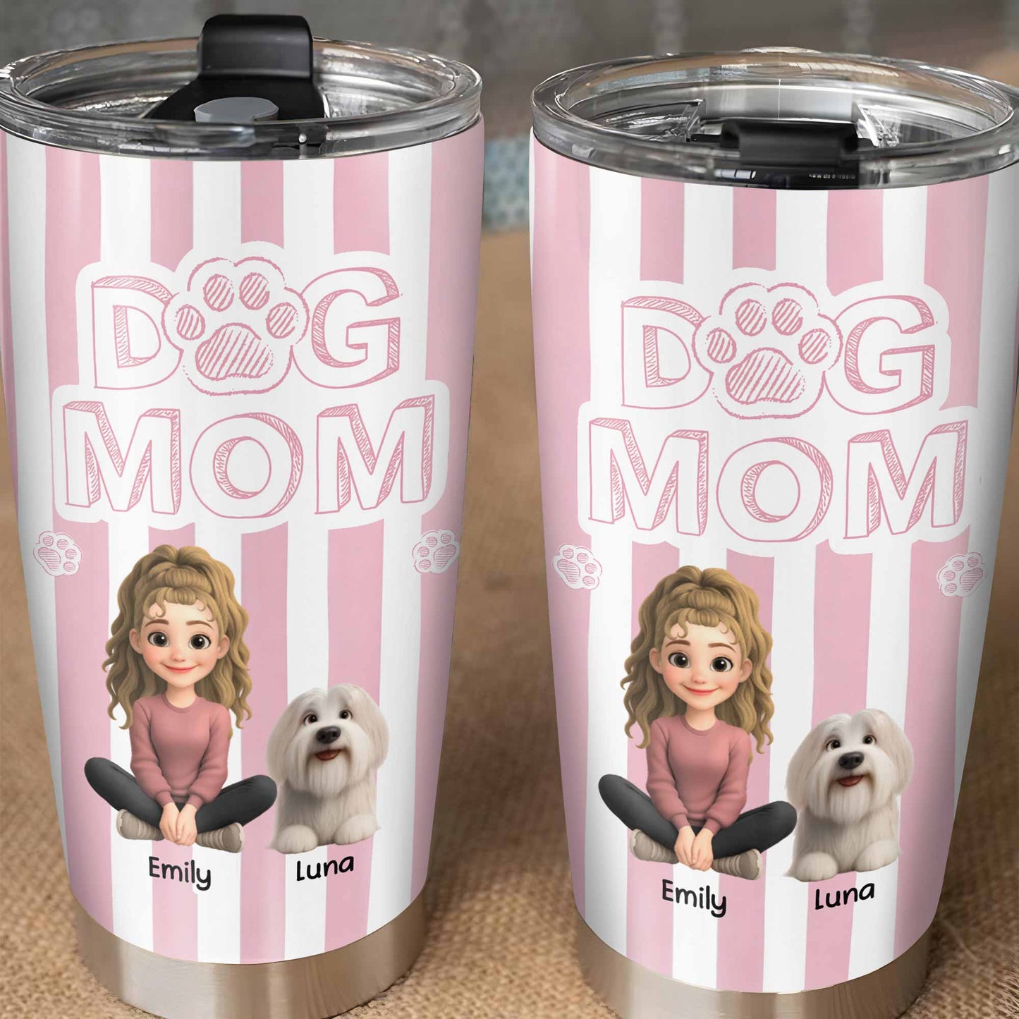 Dog Mom With Cute Stripes And Paw Design