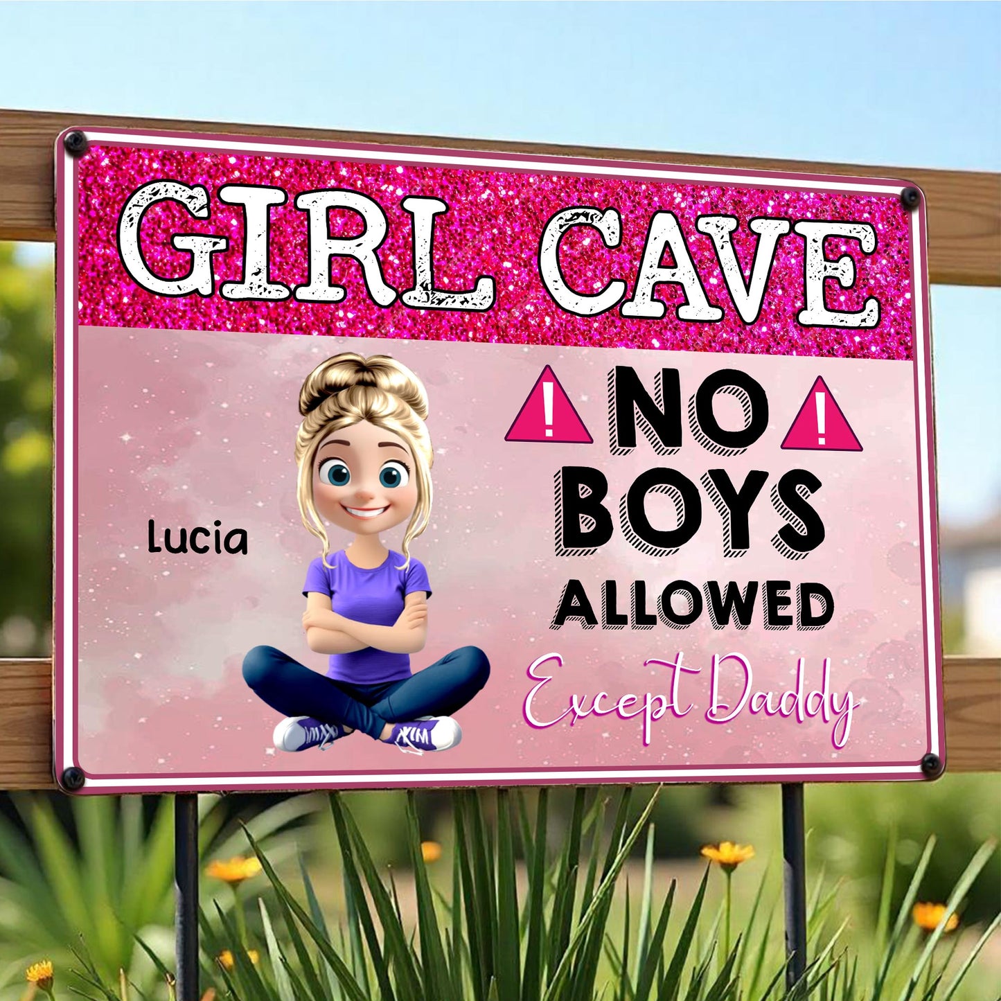 Girl Cave No Boys Allowed Except Daddy, Cartoon Girl