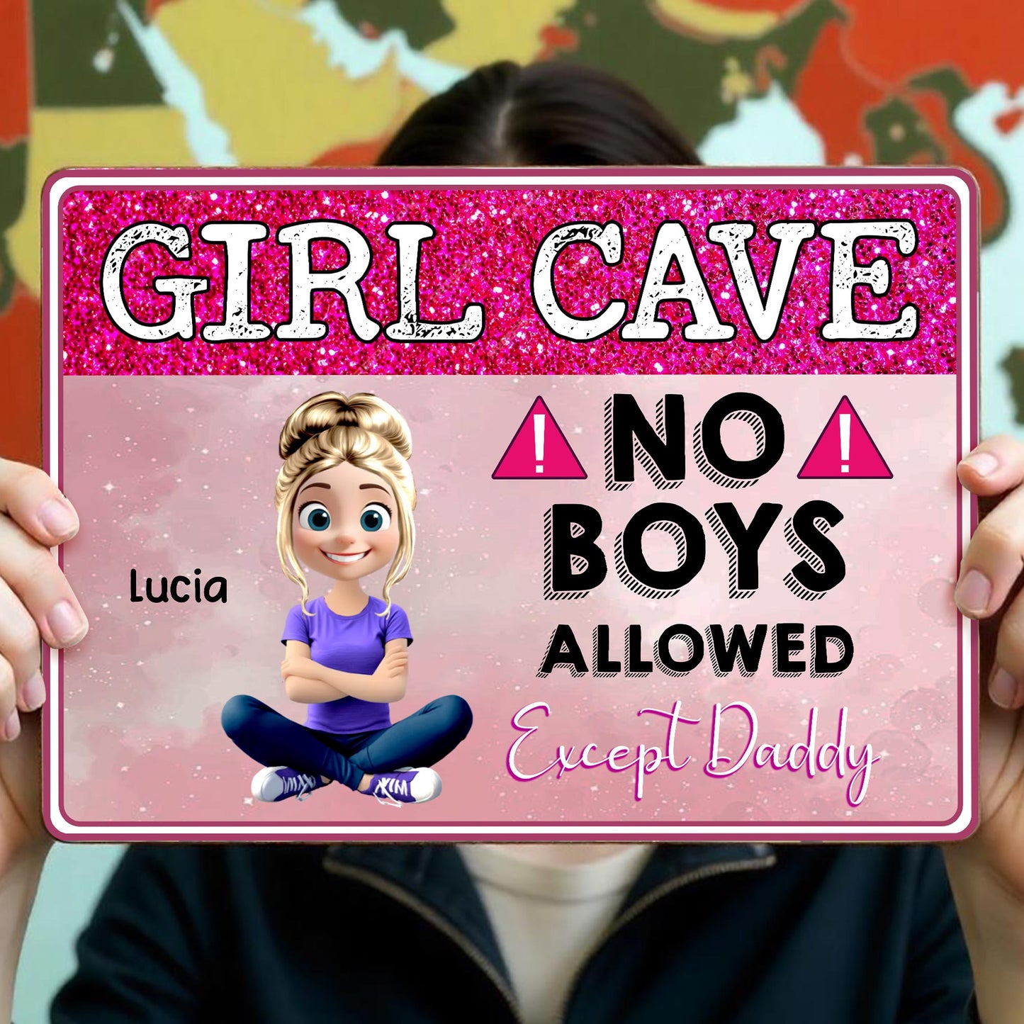 Girl Cave No Boys Allowed Except Daddy, Cartoon Girl