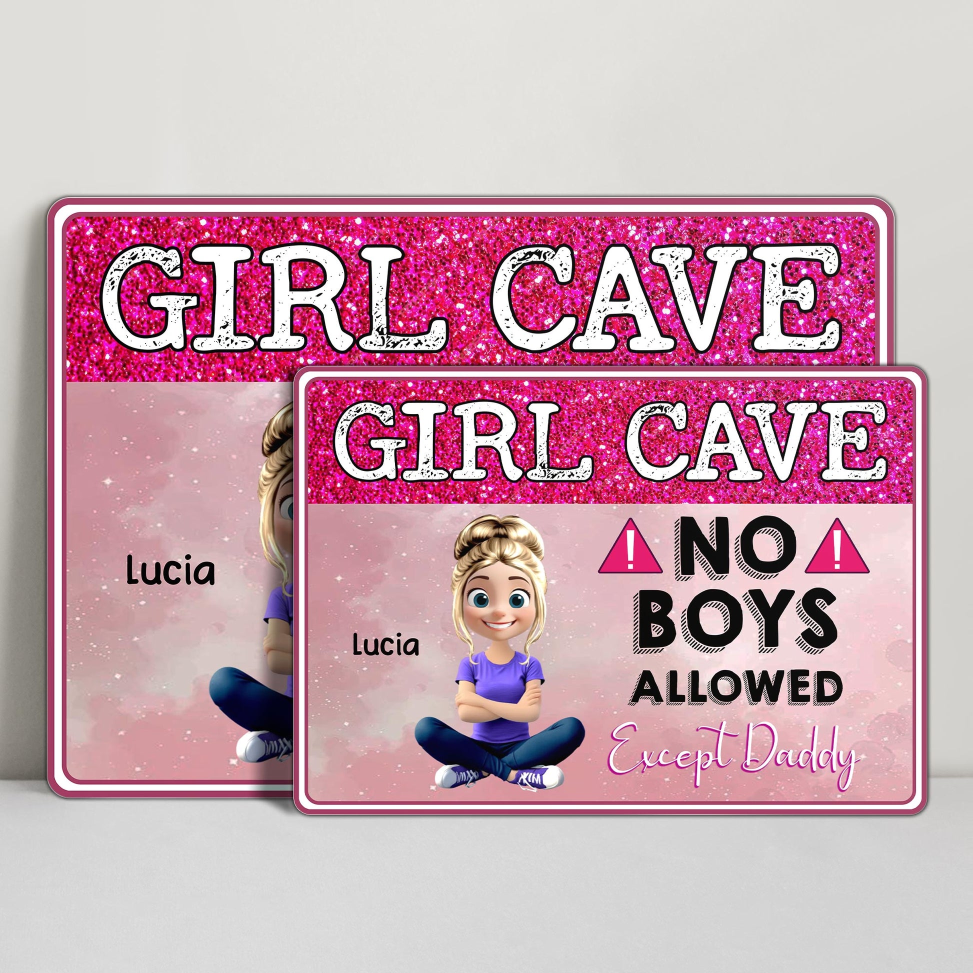 Girl Cave No Boys Allowed Except Daddy, Cartoon Girl