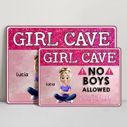 Girl Cave No Boys Allowed Except Daddy, Cartoon Girl