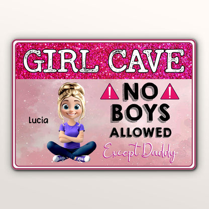 Girl Cave No Boys Allowed Except Daddy, Cartoon Girl