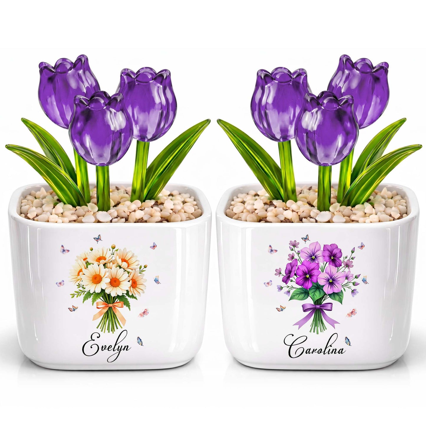 Blooming With Love And Beauty Custom Birth Month Flower And Tulip - Personalized Custom Glass Everlasting Tulips - DTG026_GLATU