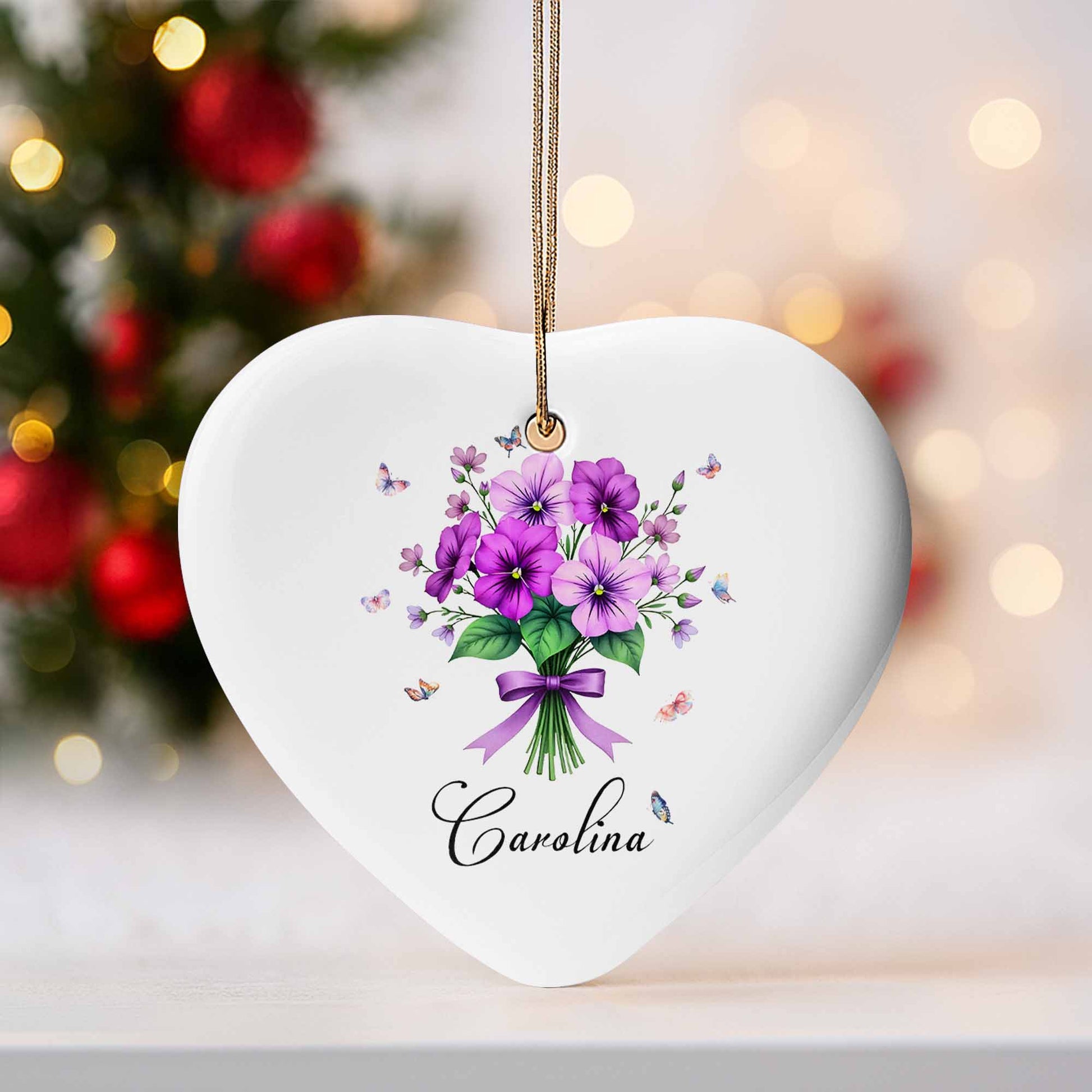 Vibrant Flowers And Delicate Butterflies Heart Ornament