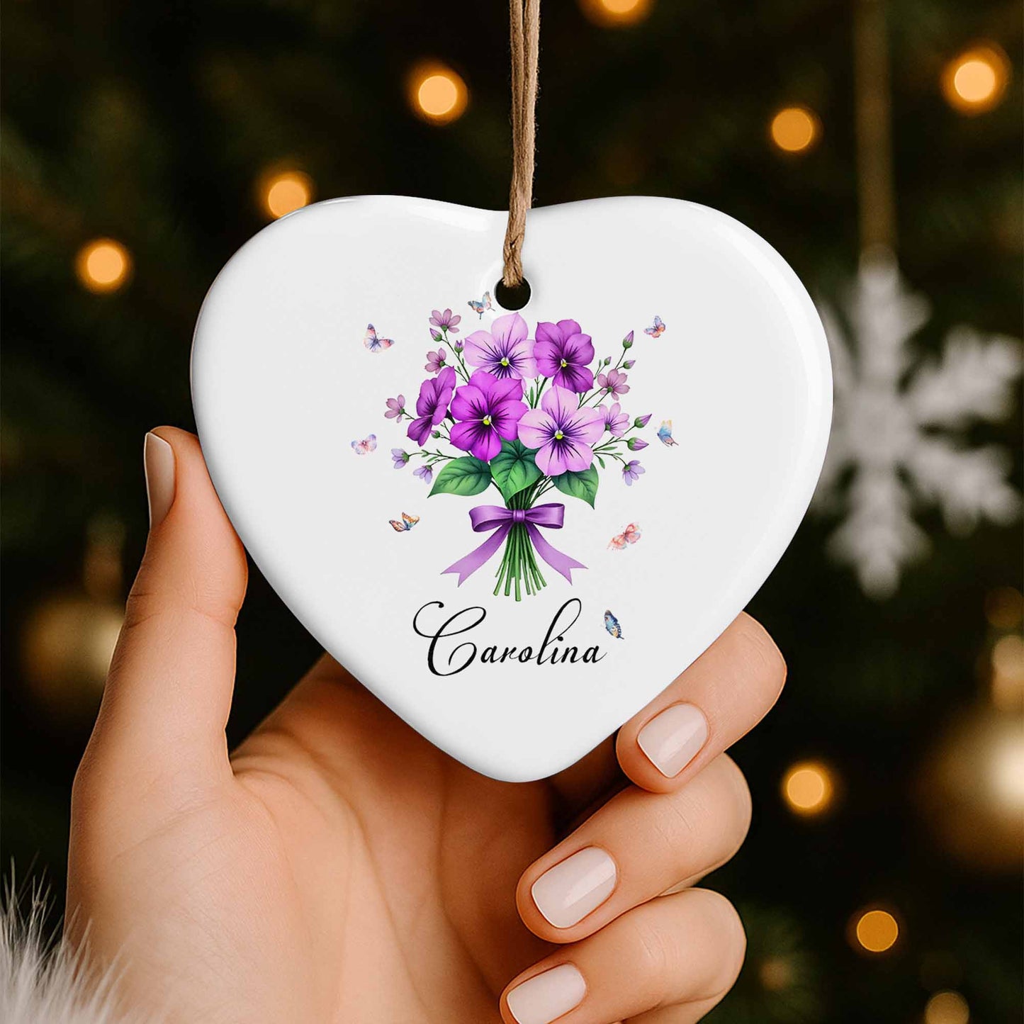 Vibrant Flowers And Delicate Butterflies Heart Ornament