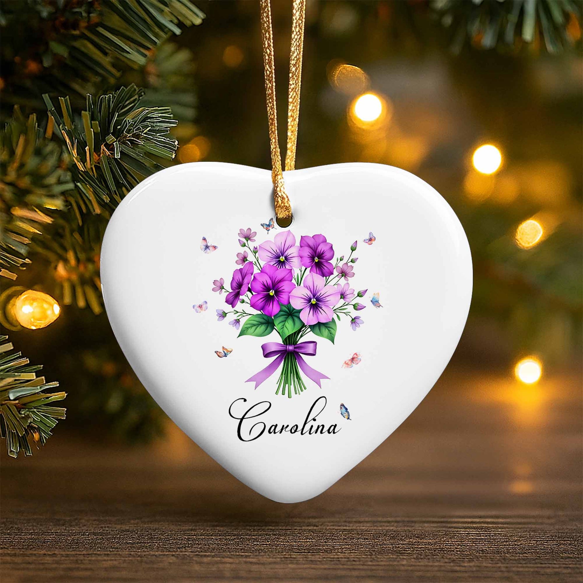 Vibrant Flowers And Delicate Butterflies Heart Ornament