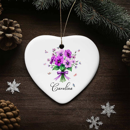 Vibrant Flowers And Delicate Butterflies Heart Ornament