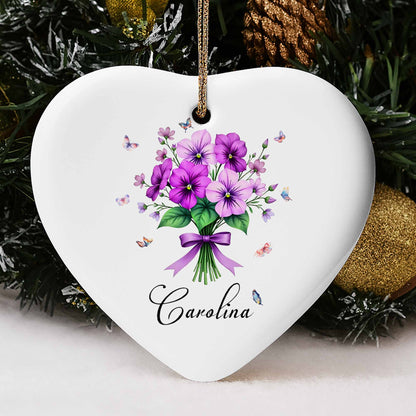 Vibrant Flowers And Delicate Butterflies Heart Ornament