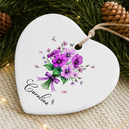 Vibrant Flowers And Delicate Butterflies Heart Ornament