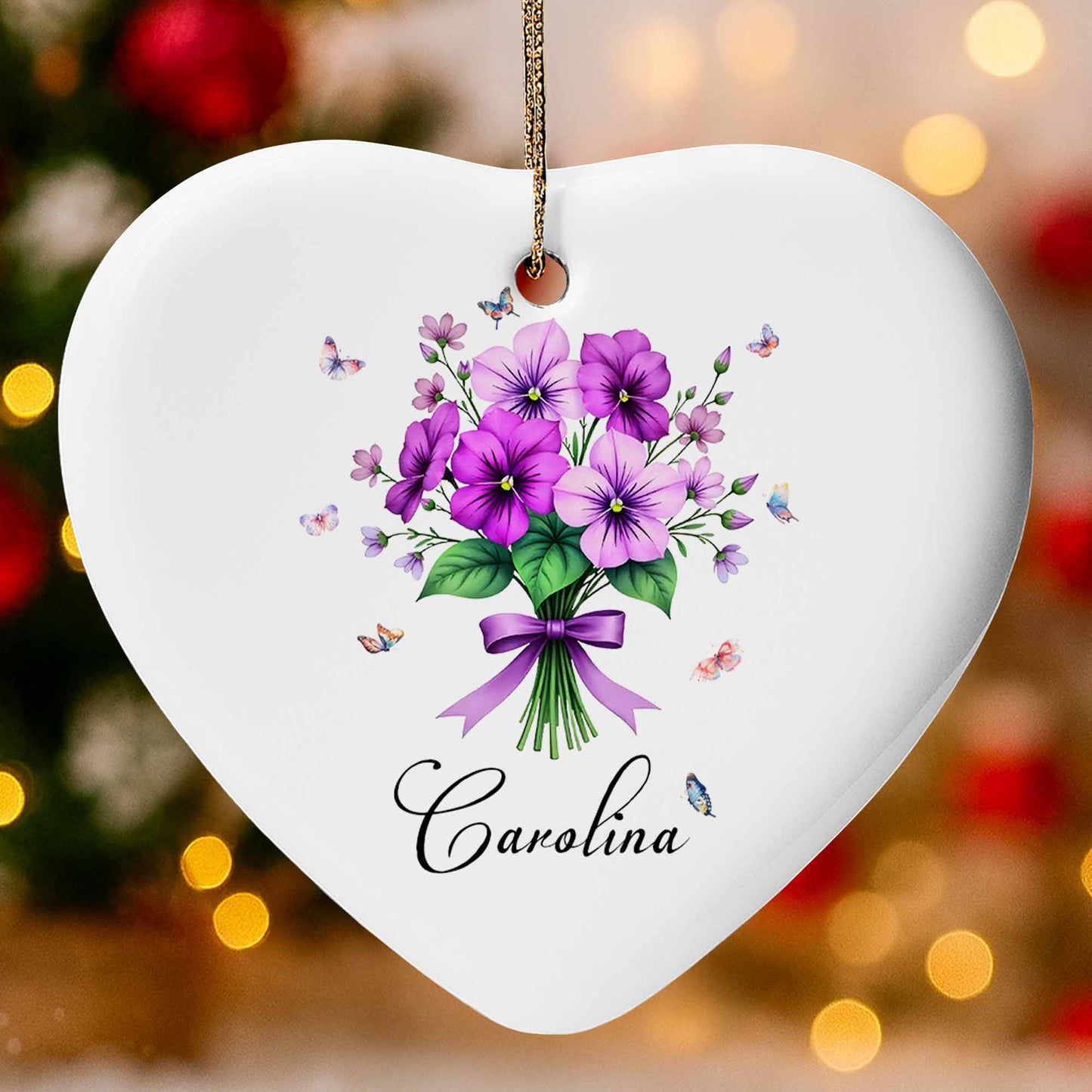 Vibrant Flowers And Delicate Butterflies Heart Ornament