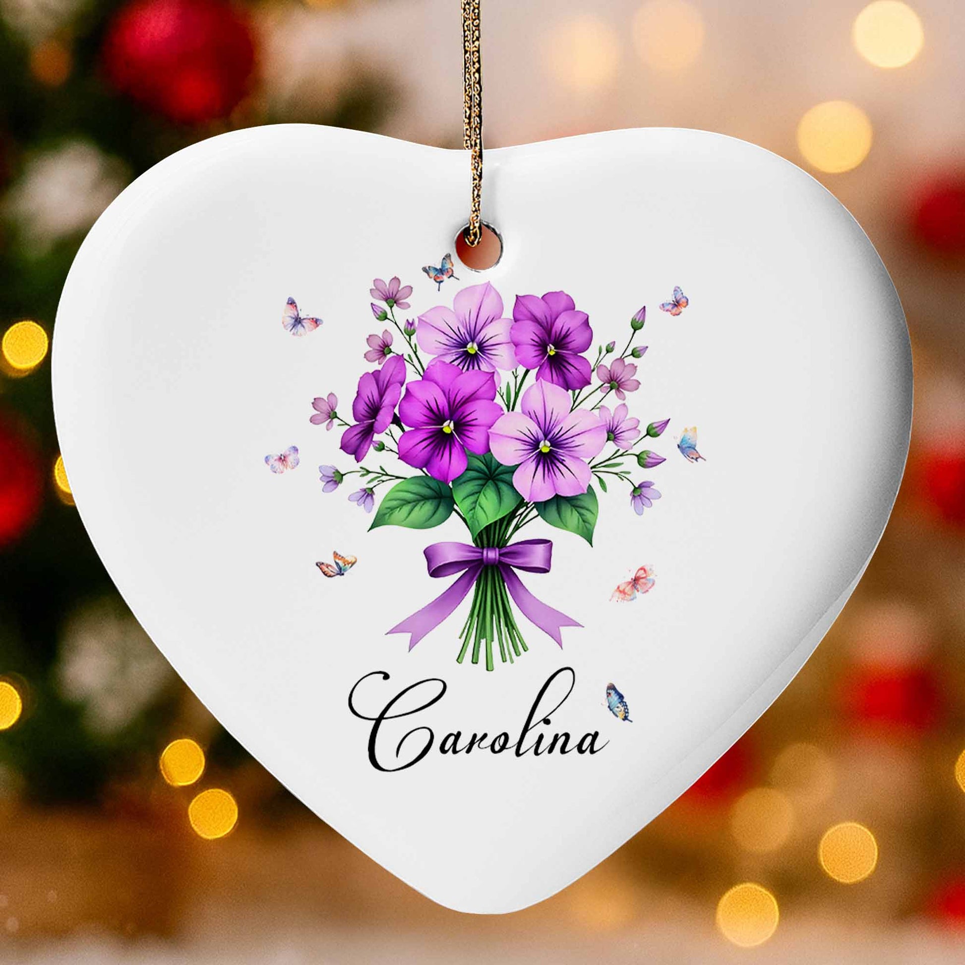Vibrant Flowers And Delicate Butterflies Heart Ornament