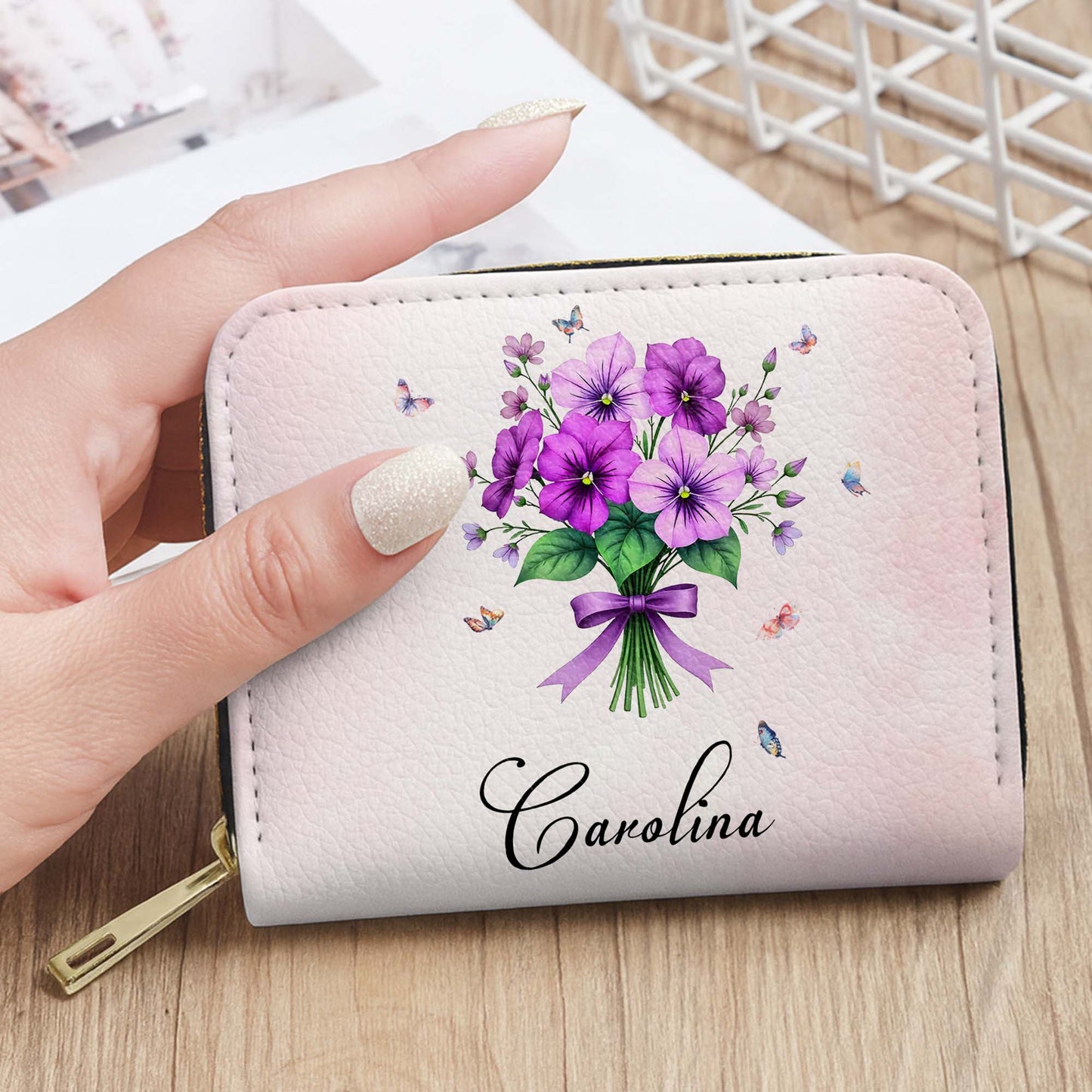 Beautiful Bouquet And Dainty Butterflies Mini Wallet