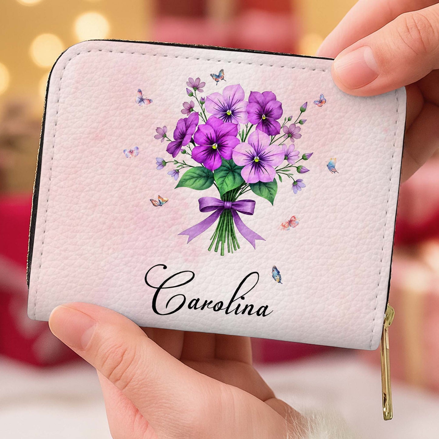 Beautiful Bouquet And Dainty Butterflies Mini Wallet