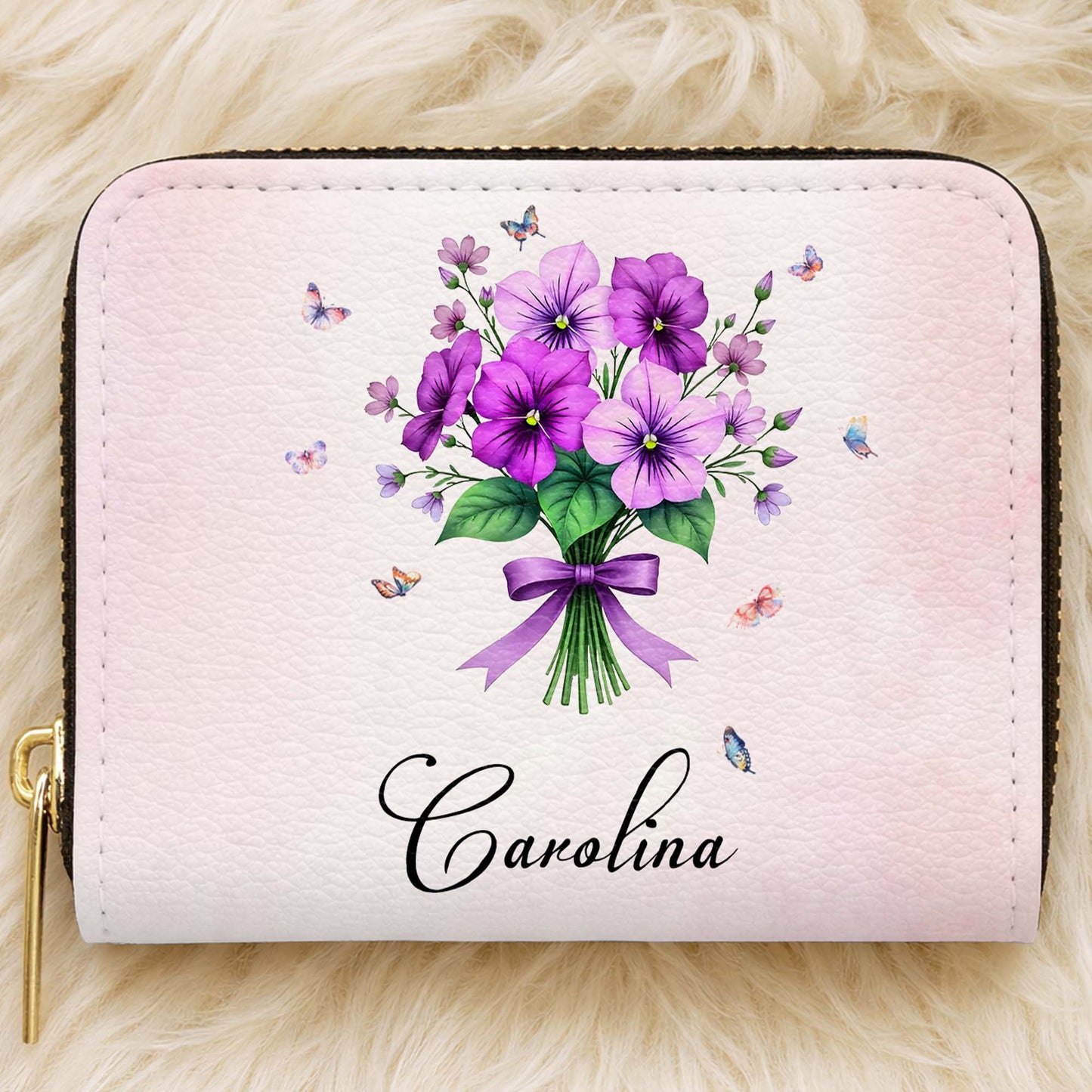 Beautiful Bouquet And Dainty Butterflies Mini Wallet