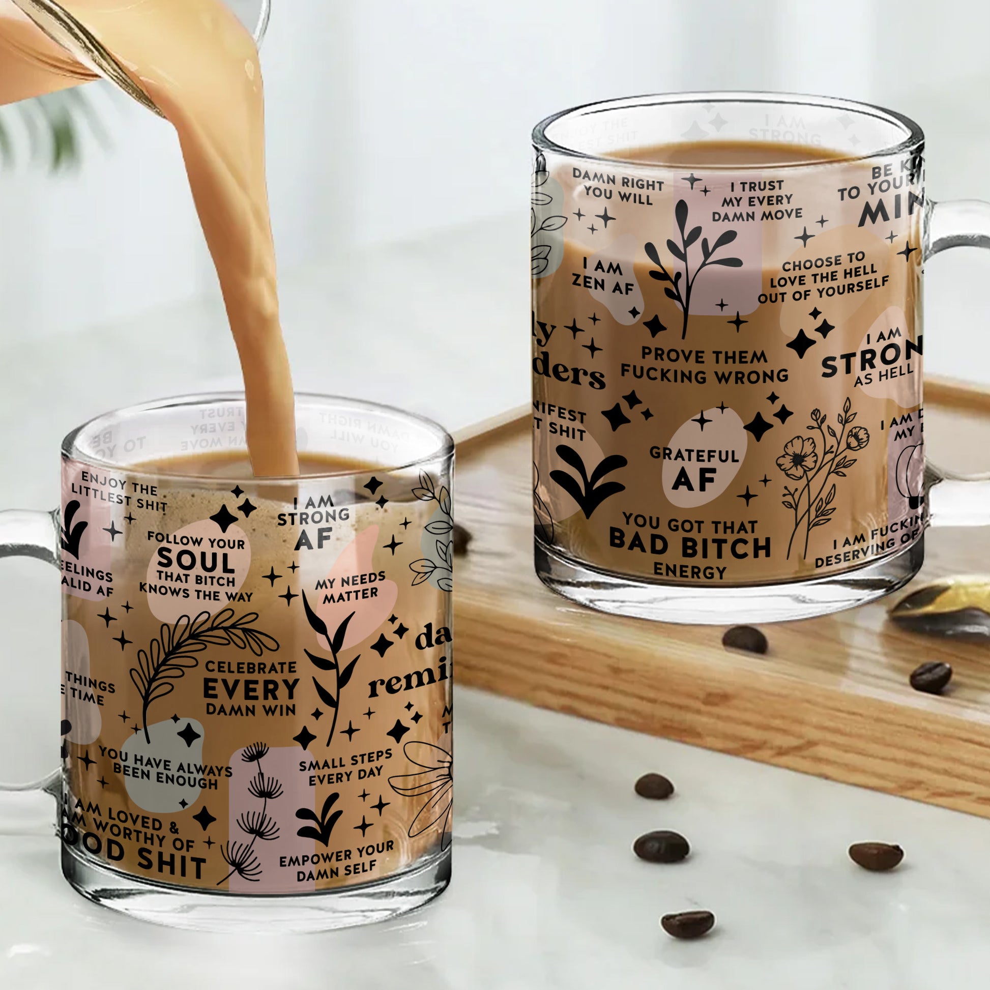 Celebrate Every Damn Win Empower Your Damn Self Glass Design