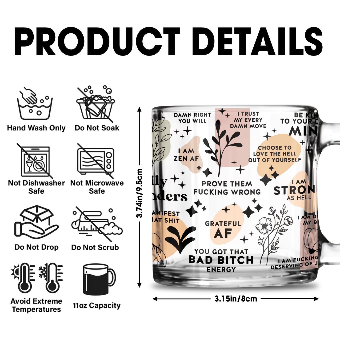 Celebrate Every Damn Win Empower Your Damn Self Glass Design