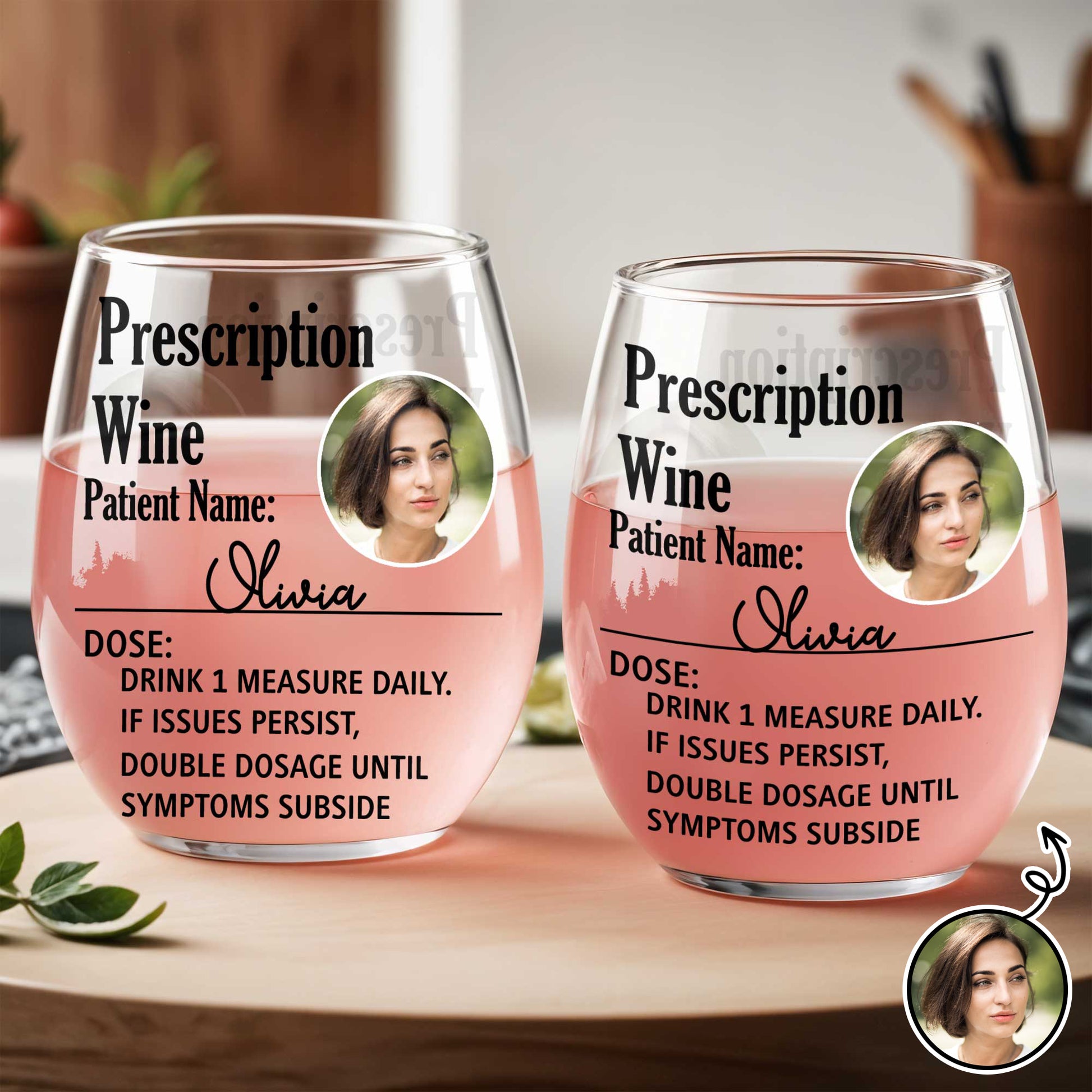 Prescription Wine, Drink 1 Measure Daily, Double Dosage Fun Wine Glass