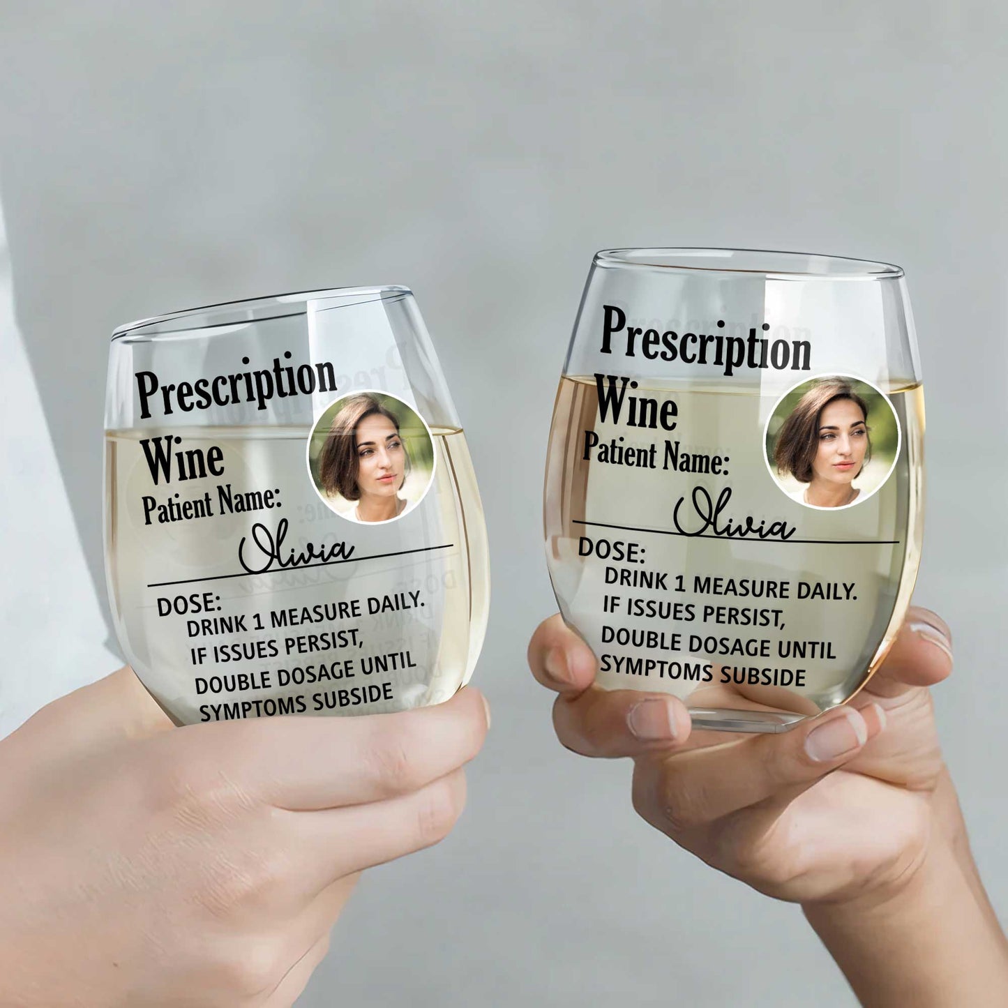 Prescription Wine, Drink 1 Measure Daily, Double Dosage Fun Wine Glass
