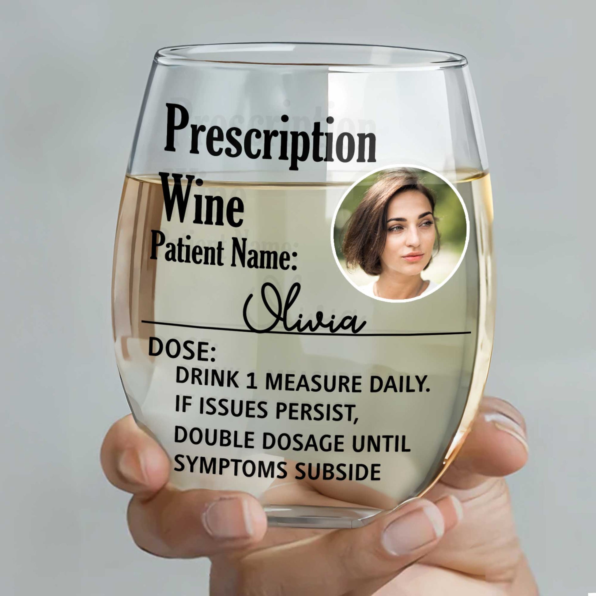 Prescription Wine, Drink 1 Measure Daily, Double Dosage Fun Wine Glass