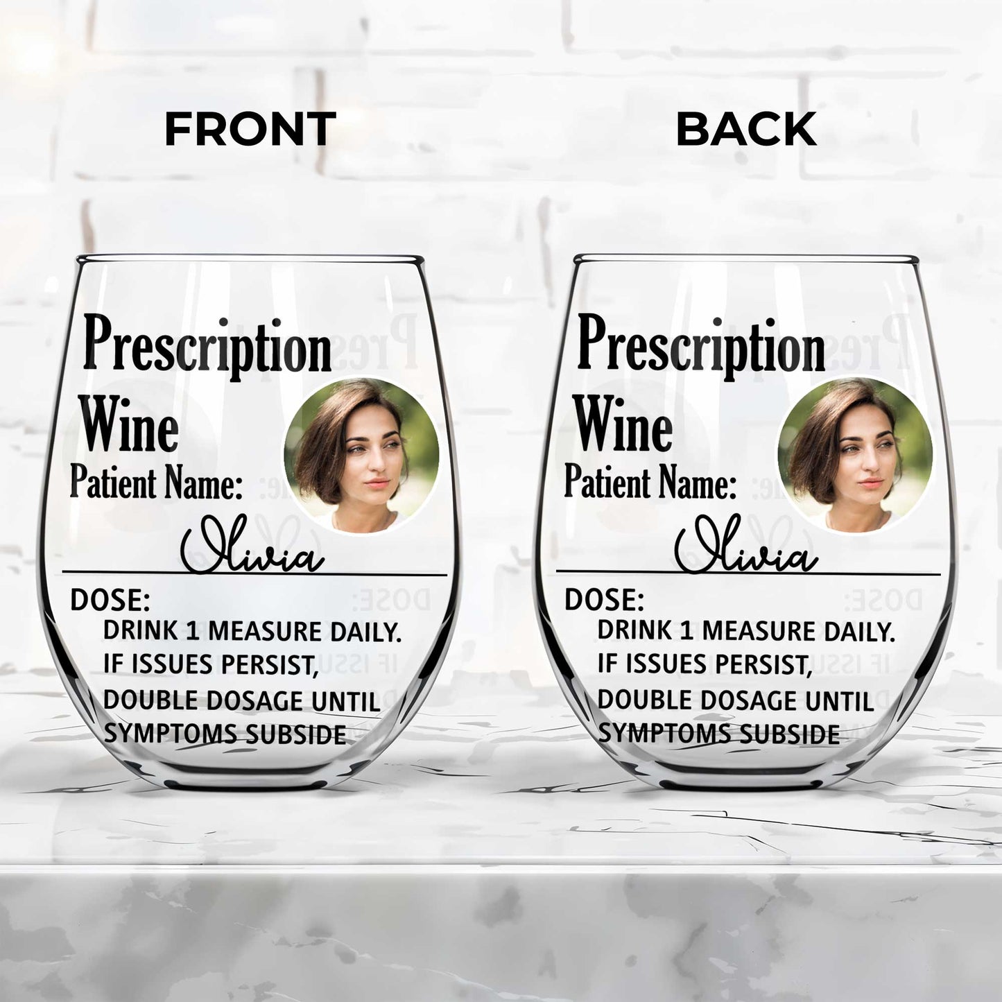 Prescription Wine, Drink 1 Measure Daily, Double Dosage Fun Wine Glass