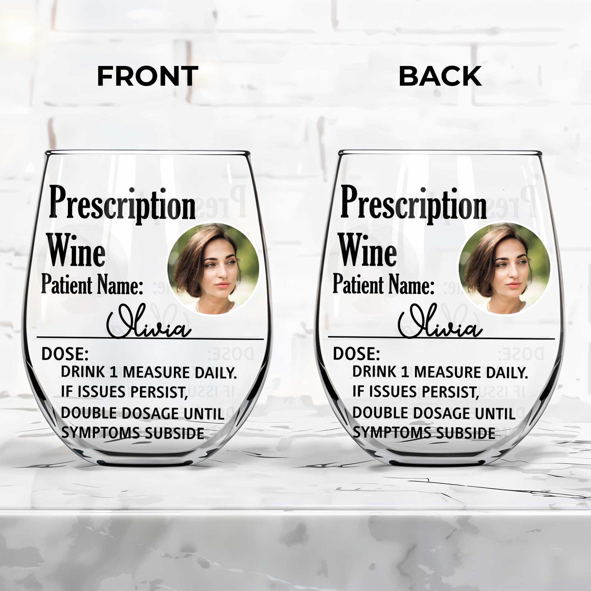 Prescription Wine, Drink 1 Measure Daily, Double Dosage Fun Wine Glass