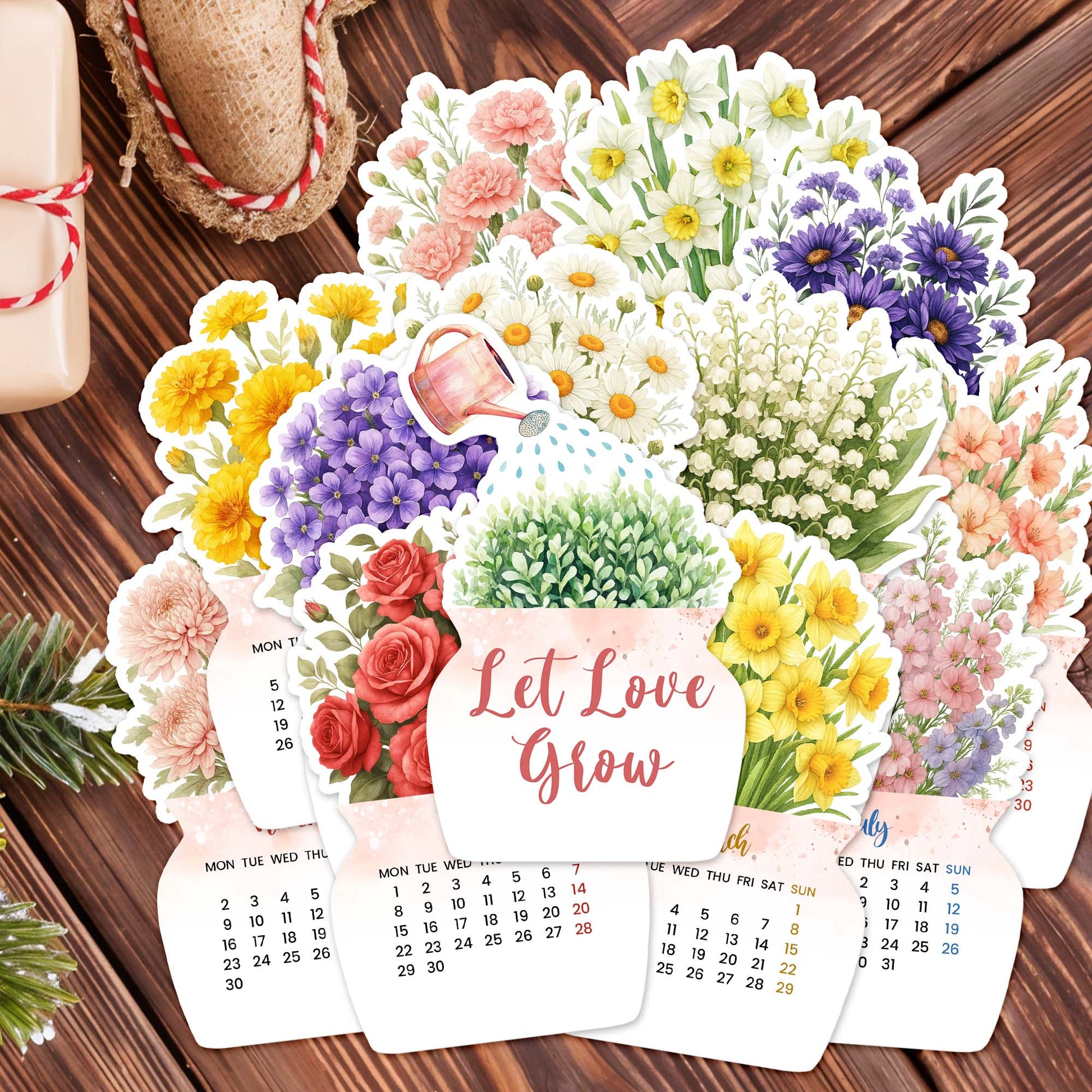 Let Love Grow Watering Can And Flowers Design