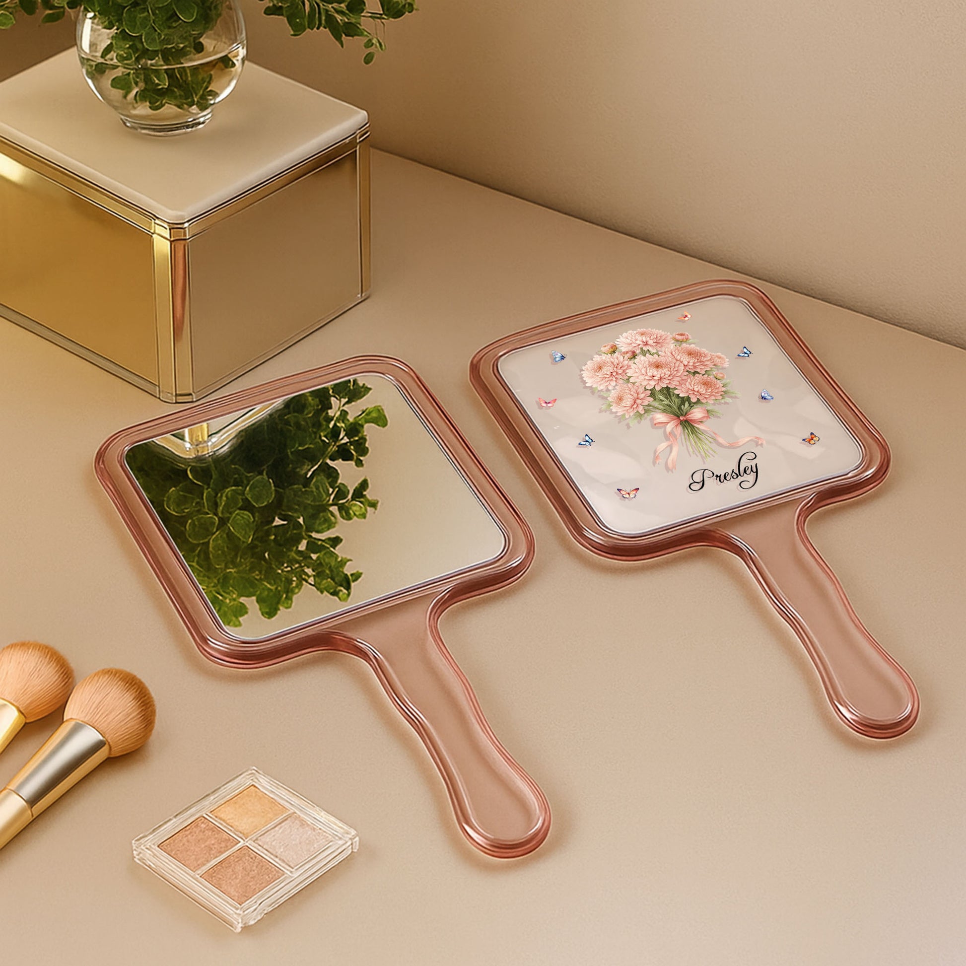 Delicate Bouquet of Hydrangeas Surrounded by Butterflies