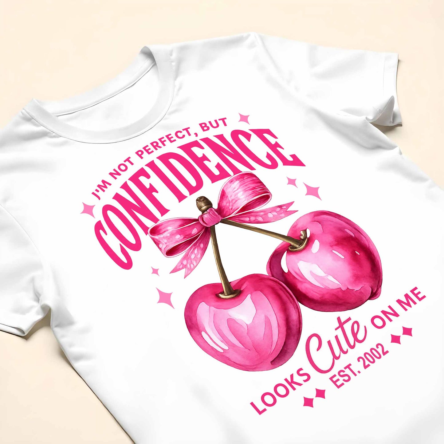Confidence Looks Cute Cherries Bow Design