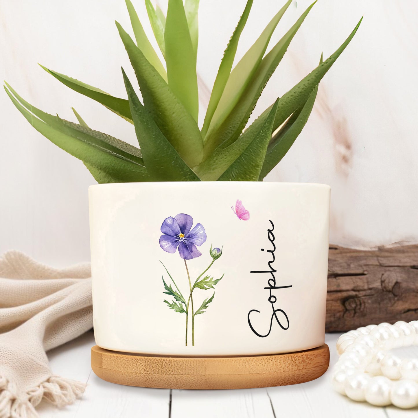 Personalized Beautiful Flower And Butterfly Design