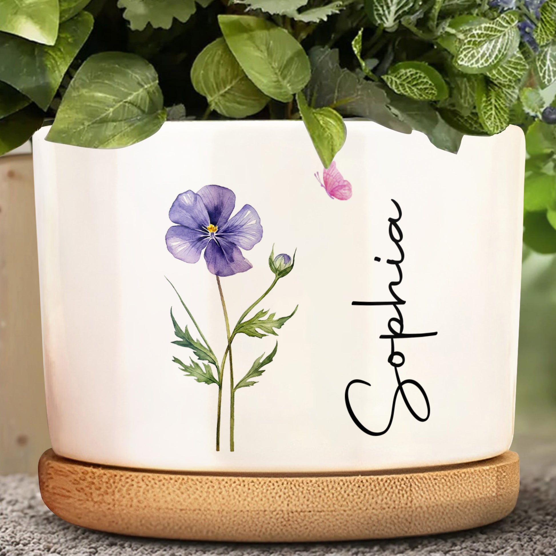 Personalized Beautiful Flower And Butterfly Design