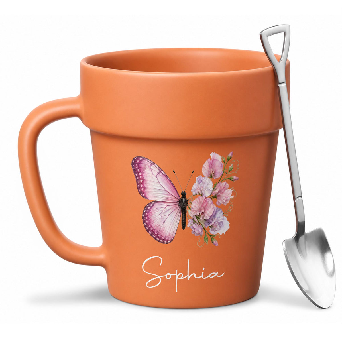 Where Life Plants You, Bloom With Grace Butterfly And Birth Month Flowers - Personalized Plant Pot Ceramic Mug - DTG119_PLACEM