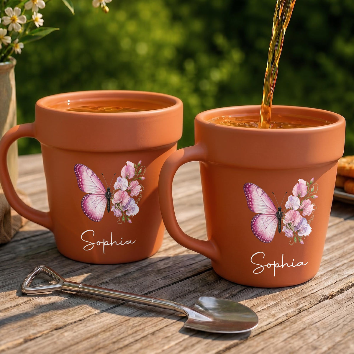 Where Life Plants You, Bloom With Grace Butterfly And Birth Month Flowers - Personalized Plant Pot Ceramic Mug - DTG119_PLACEM