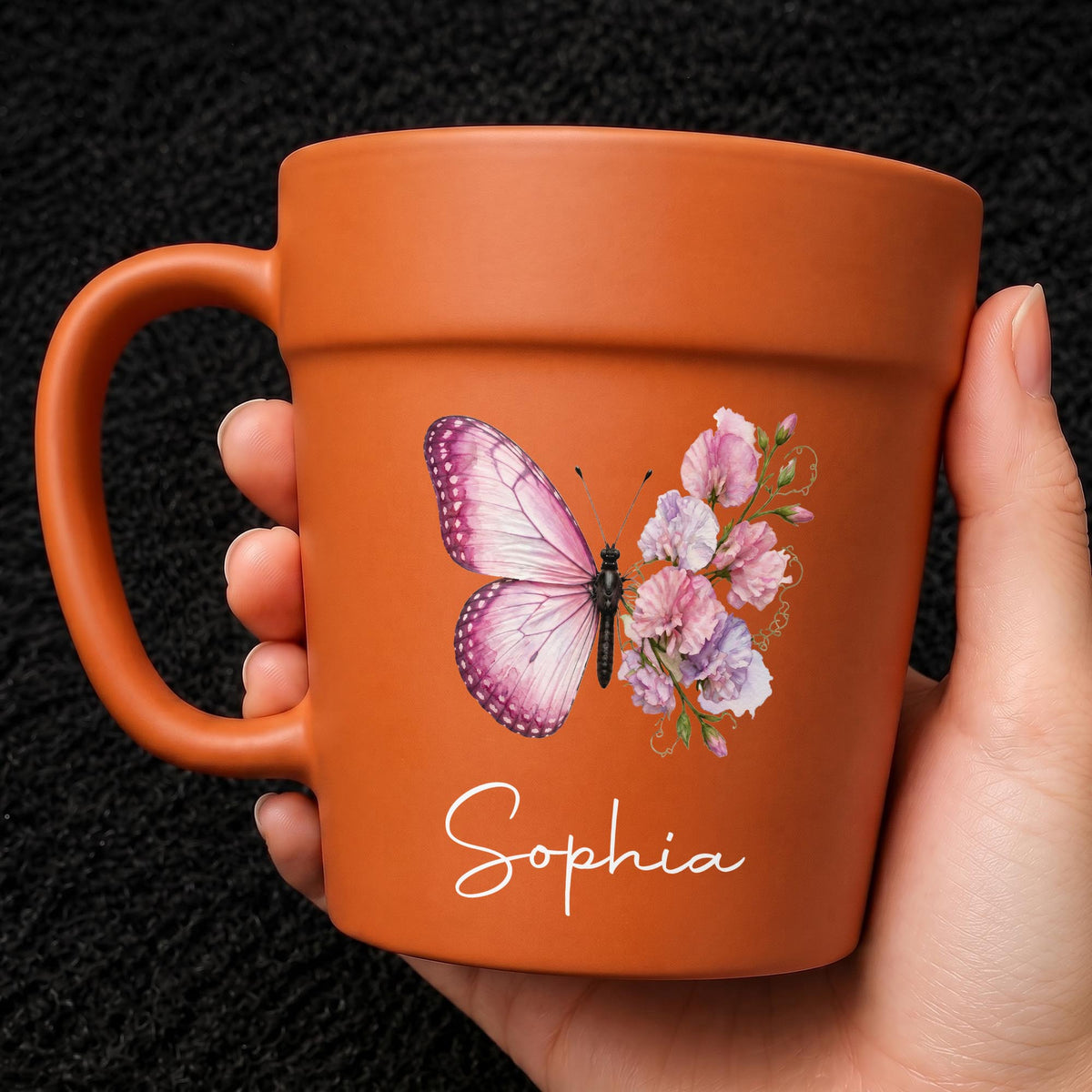 Where Life Plants You, Bloom With Grace Butterfly And Birth Month Flowers - Personalized Plant Pot Ceramic Mug - DTG119_PLACEM