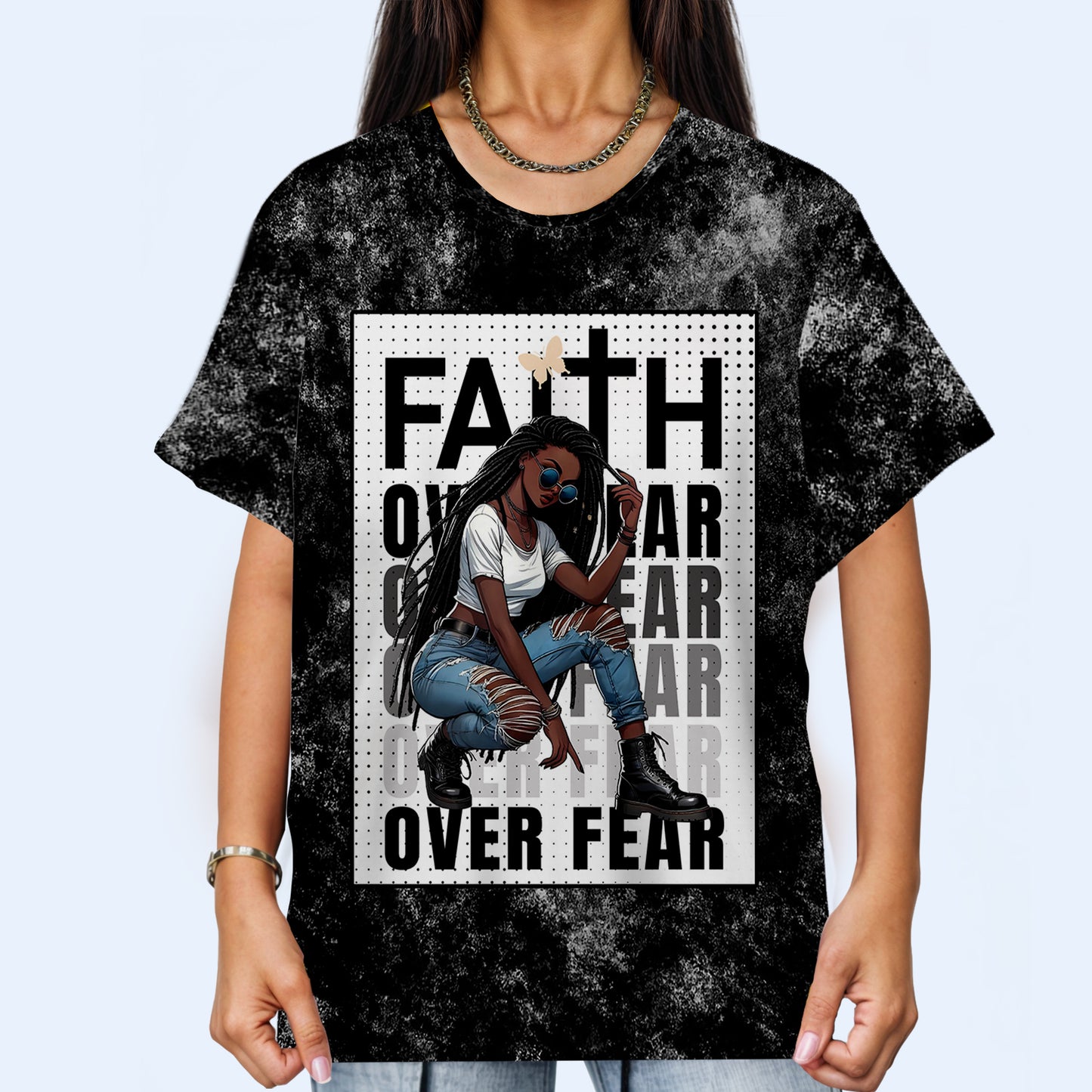 FAITH OVER FEAR - Personalized Custom Unisex All-Over Printed T-Shirt - DG003_3T