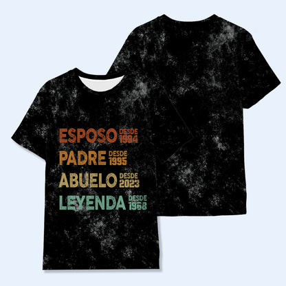 ESPOSO. CAPELLÁN. ABUELO. LEYENDA - Camiseta personalizada unisex con estampado integral - FM011_3T