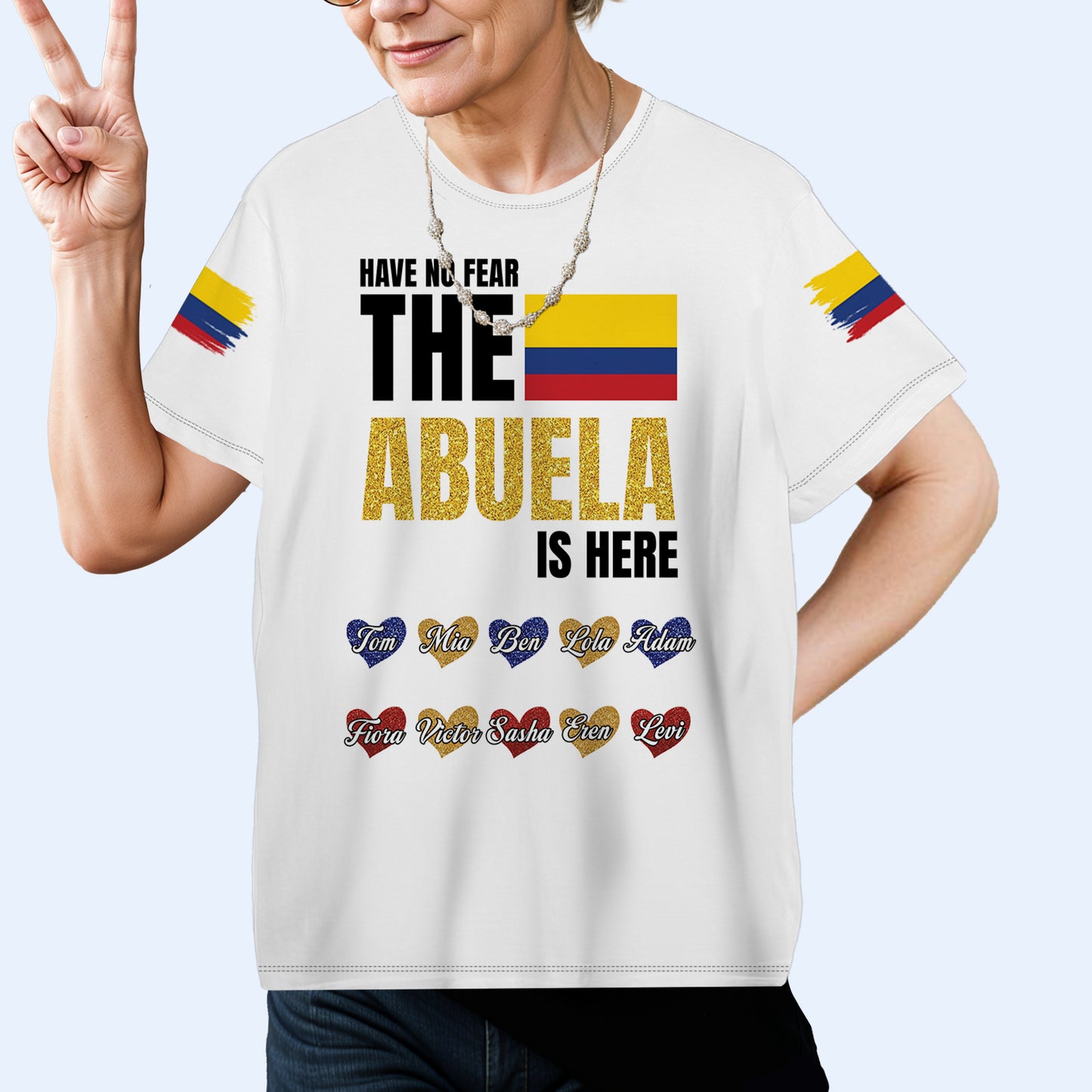 No temas, la abuela está aquí: camiseta unisex personalizada con estampado completo - HS064_3T