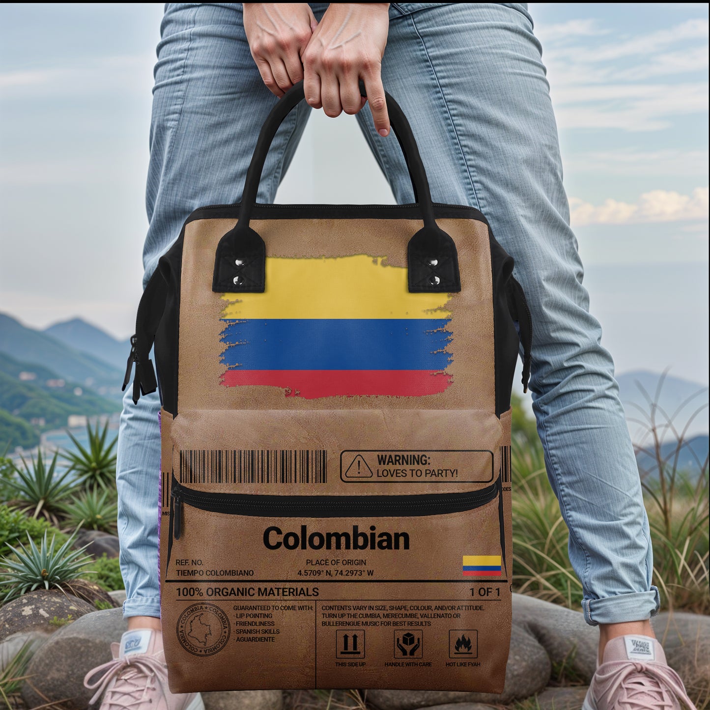 Información nutricional de Colombia - Mochila de viaje personalizada con diseño de pico de pato - HS061_DKB