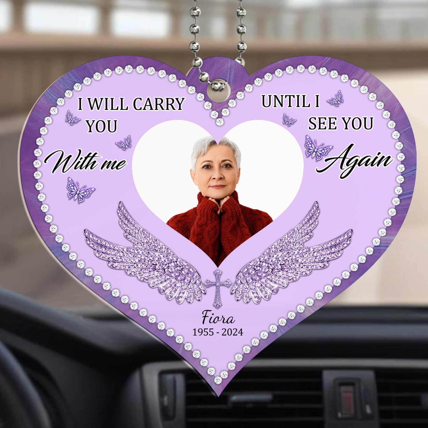 I Will Carry You With Me Until I See You Again Ornament - Personalized Custom Acrylic Ornament, Car Ornament - HME006_HGO