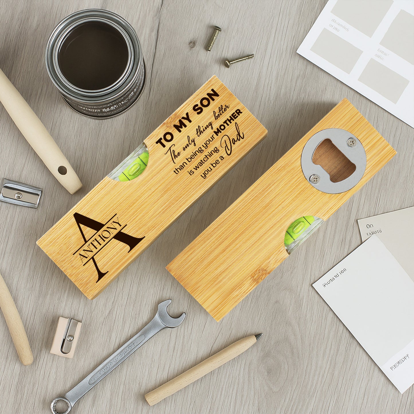 To My Son, The Only Thing Better Than Being Your MOTHER Is Watching You Be A Dad, Spirit Level With Bottle Opener