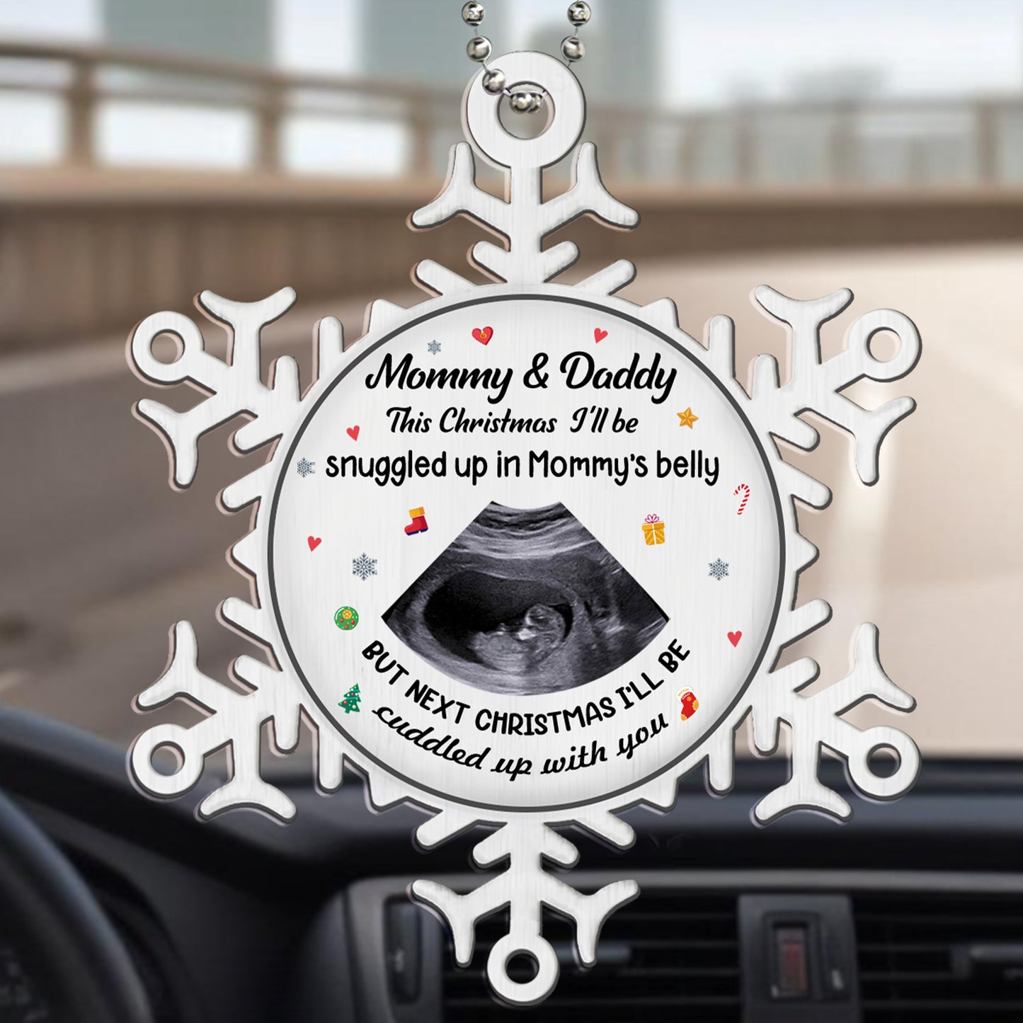 Expectant Christmas Snuggled and Cuddled Announcement