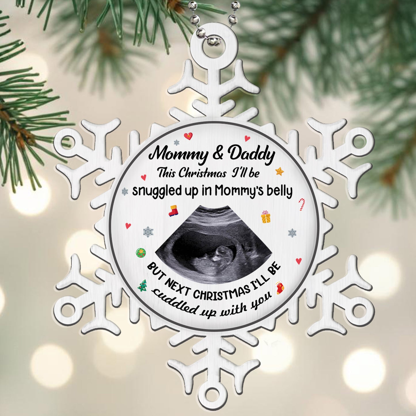 Expectant Christmas Snuggled and Cuddled Announcement