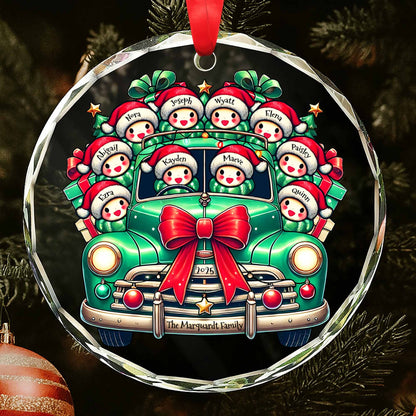 The Family Christmas Ornament - Personalized Custom Circle Glass Ornament - FAM007_CGOR