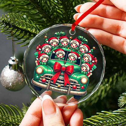 The Family Christmas Ornament - Personalized Custom Circle Glass Ornament - FAM007_CGOR