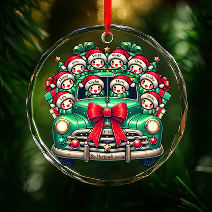 The Family Christmas Ornament - Personalized Custom Circle Glass Ornament - FAM007_CGOR