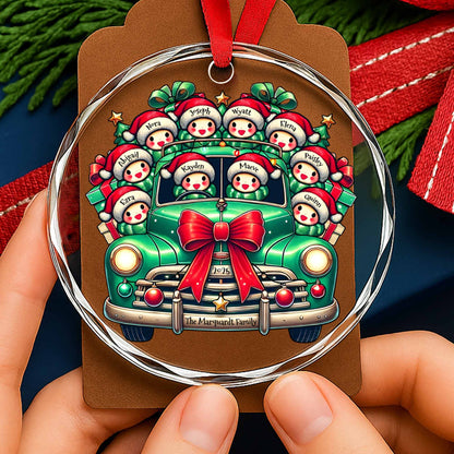 The Family Christmas Ornament - Personalized Custom Circle Glass Ornament - FAM007_CGOR