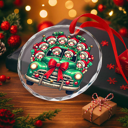 The Family Christmas Ornament - Personalized Custom Circle Glass Ornament - FAM007_CGOR