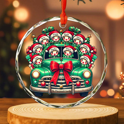 The Family Christmas Ornament - Personalized Custom Circle Glass Ornament - FAM007_CGOR