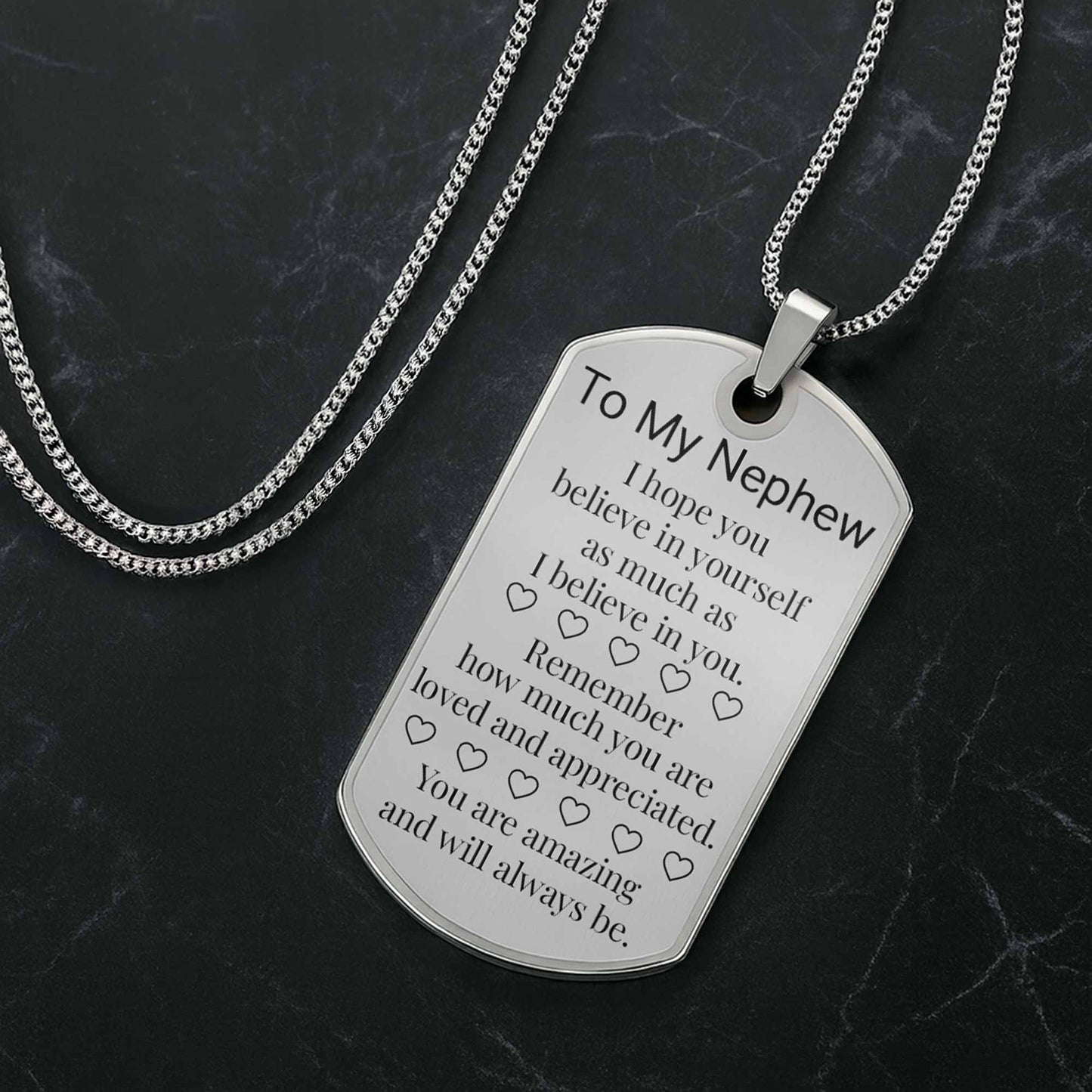 To My Nephew Believe In Yourself Dog Tag Necklace